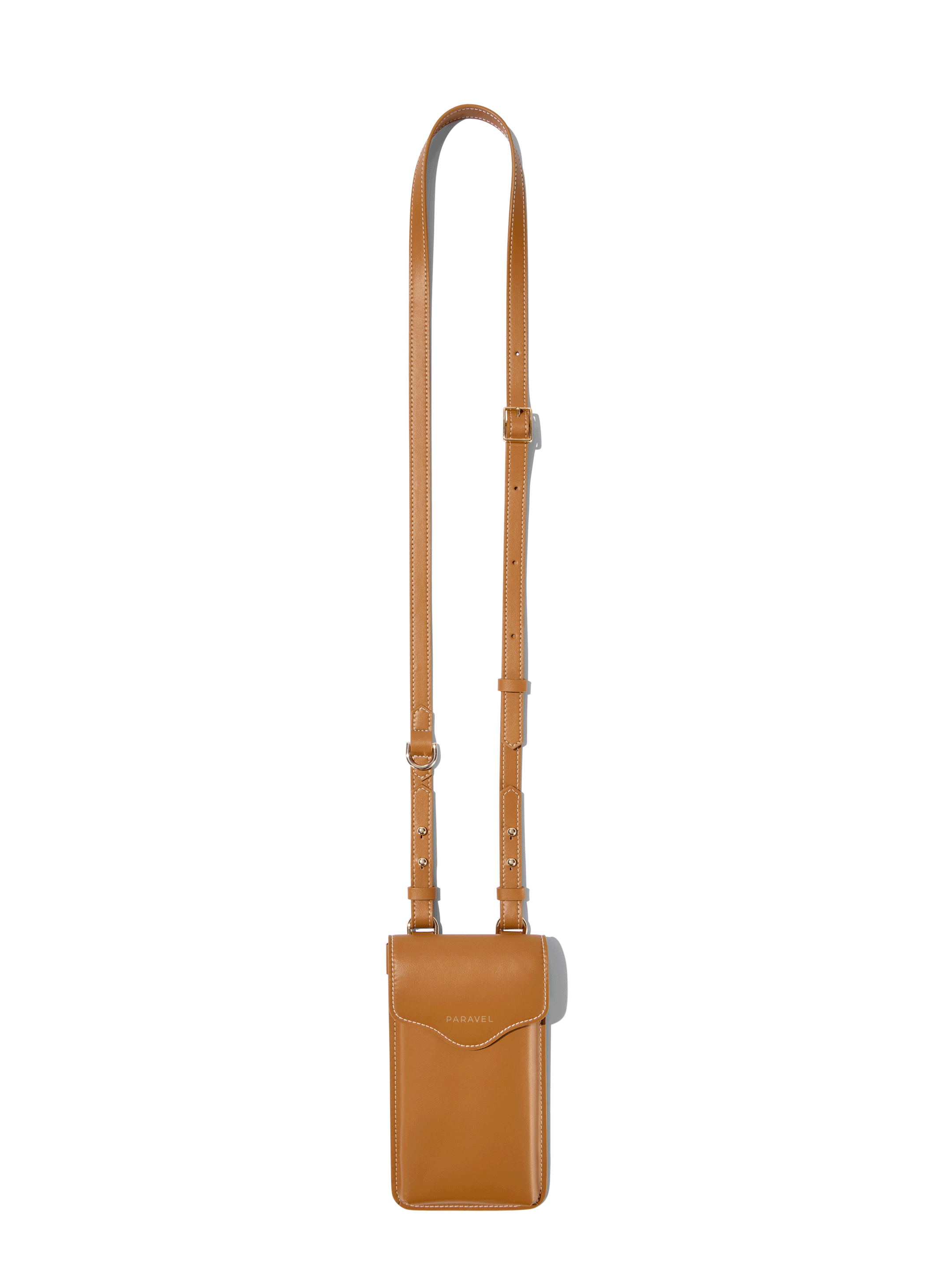 PHONE POUCH WITH FLAP IN TRIOMPHE CANVAS AND LAMBSKIN - TAN | CELINE