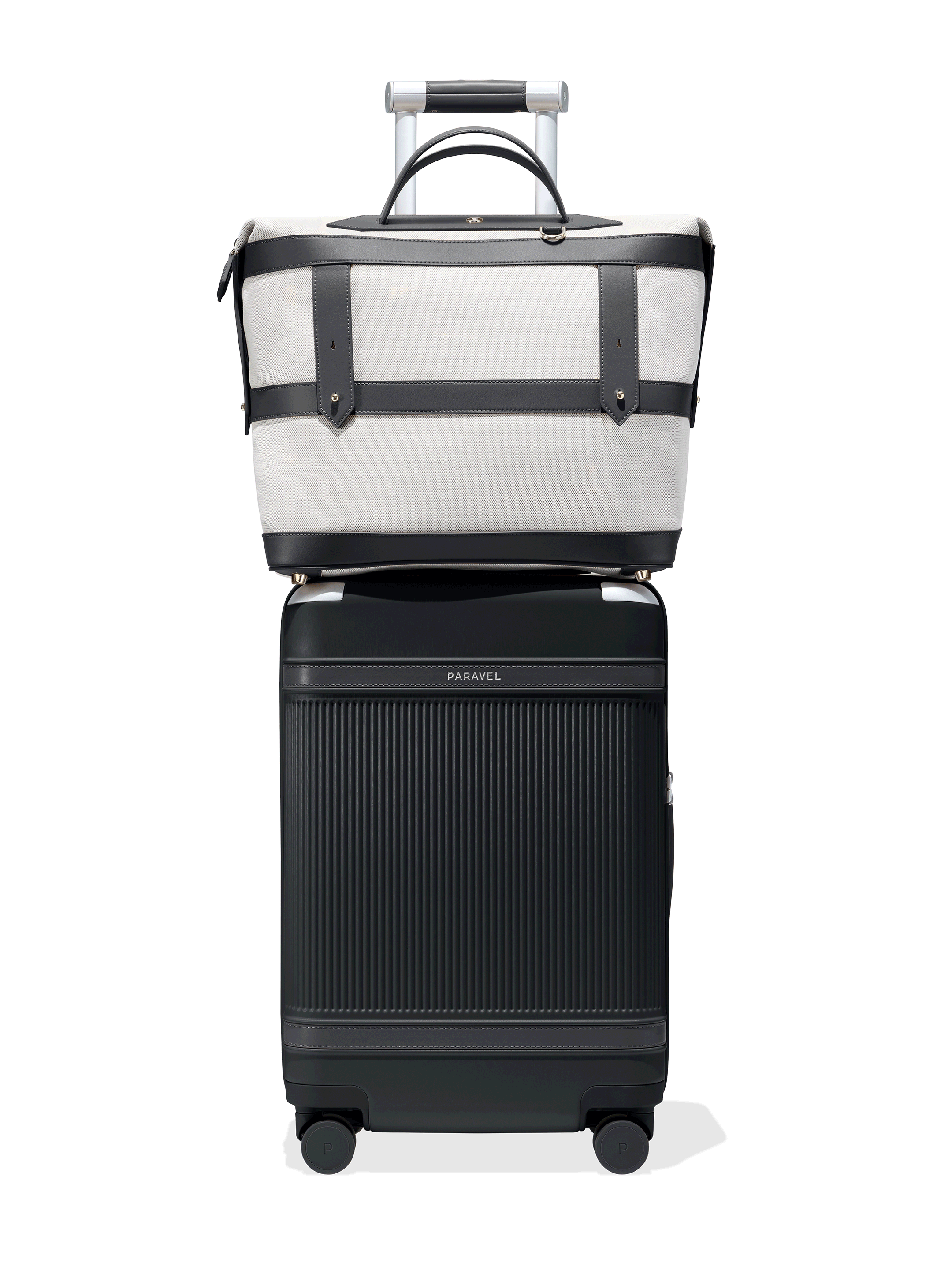 The Weekender Travel Carry On Bag in Black with Silver and Gold Stripes